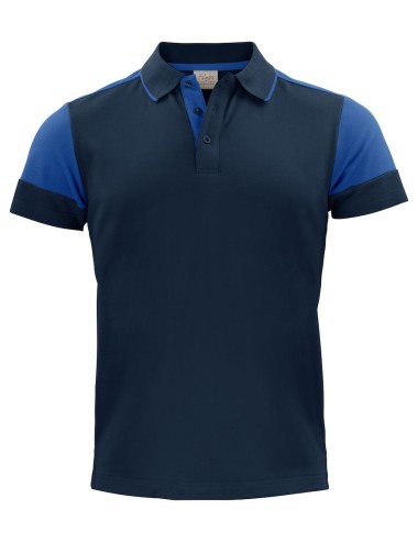 Polo bicolore homme manches courtes Prime Printer cotepro bleu