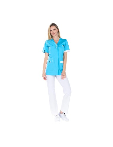 Tunique femme manches courtes Amelie Lotus bleu cotepro.fr
