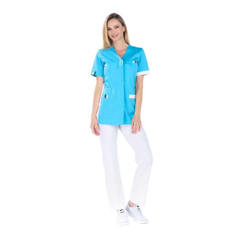 Tunique femme manches courtes Amelie Lotus bleu cotepro.fr