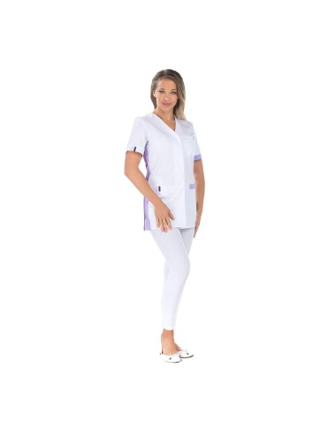 Tunique femme manches courtes Amelie Lotus blanc gris cotepro.fr