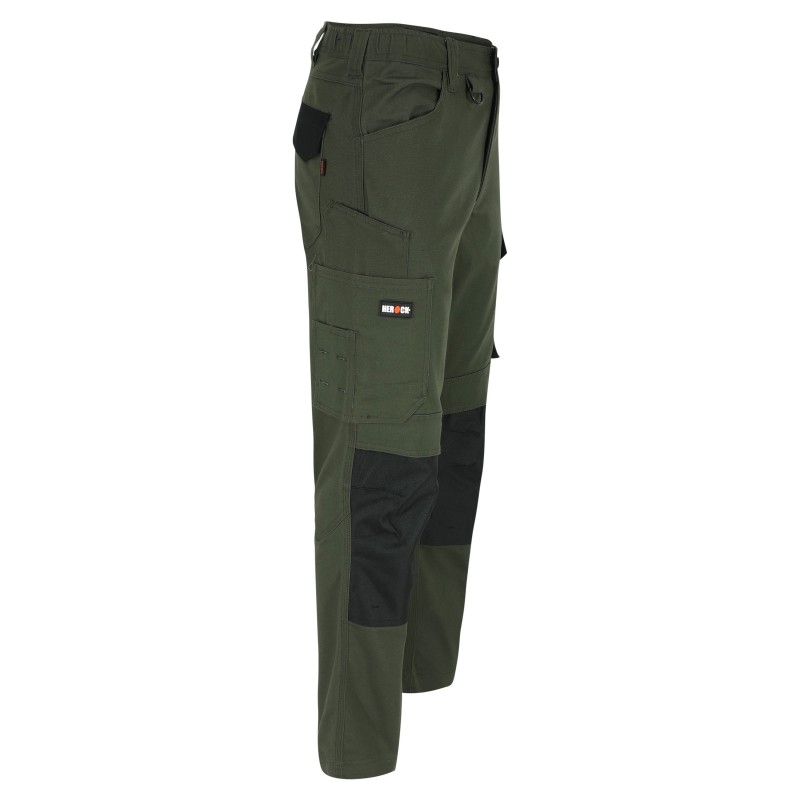 Pantalon travail extensible poches genoux Dero Herock vert vue 1 cotepro.fr