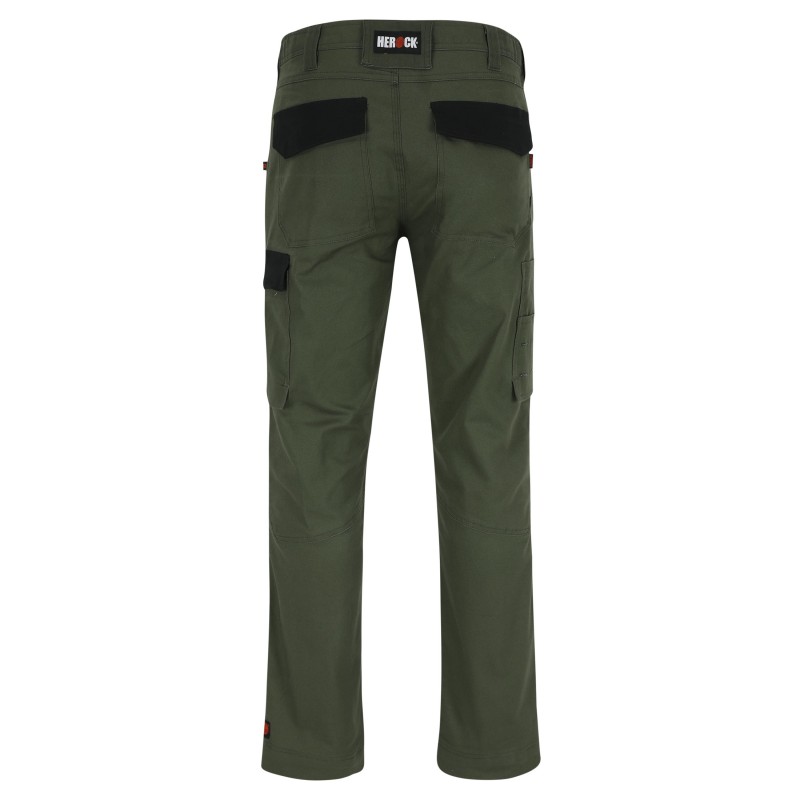 Pantalon travail extensible poches genoux Dero Herock vert vue 1 cotepro.fr