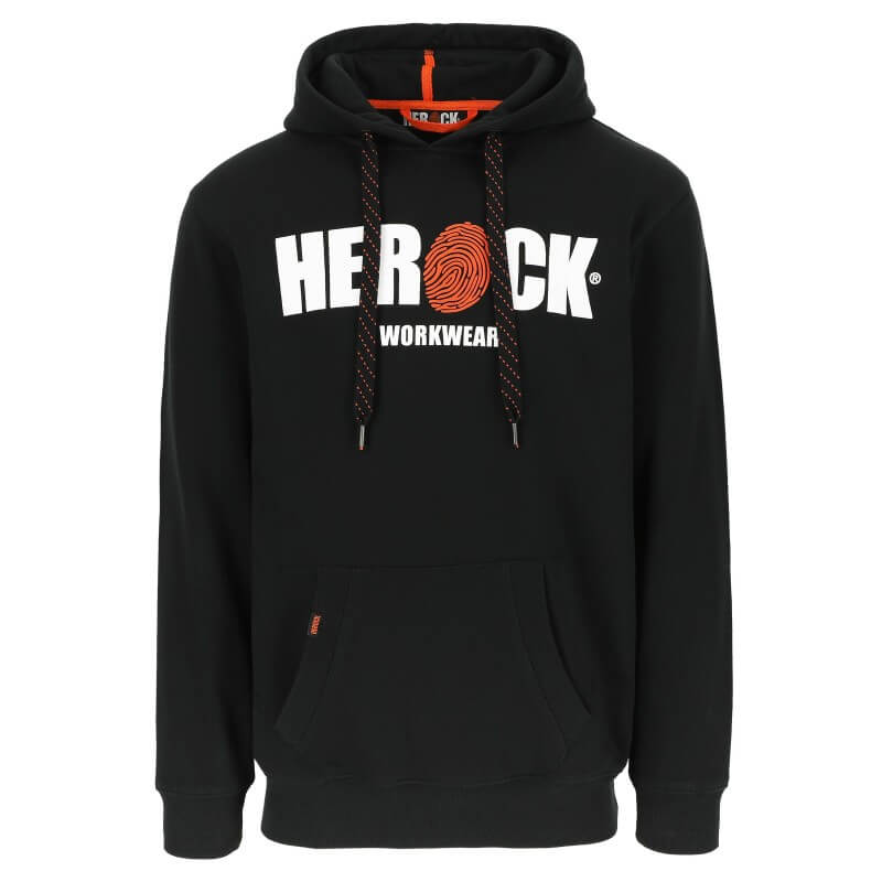 sweat travail capuche poche kangourou Hero print Herock noir vue 1 cotepro.fr