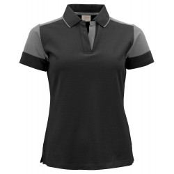 Polo bicolore femme manches courtes Prime Printer gris noir cotepro.fr