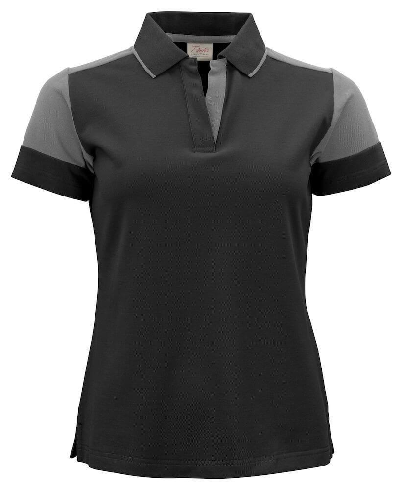 Polo bicolore femme manches courtes Prime Printer gris noir cotepro.fr