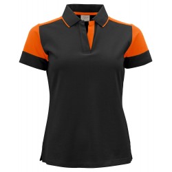 Polo bicolore femme manches courtes Prime Printer orange noir cotepro.fr
