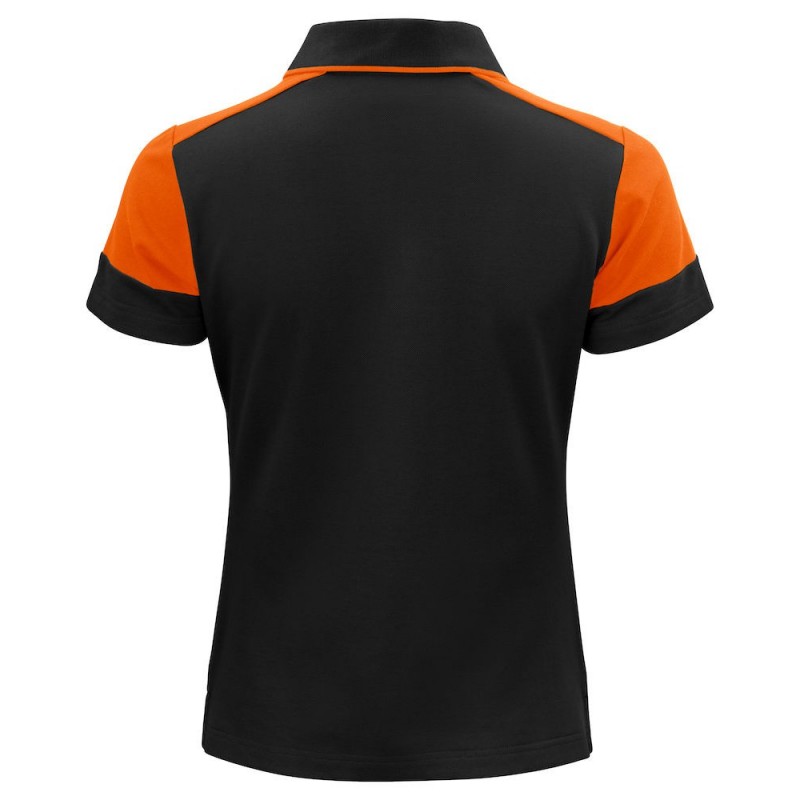 Polo bicolore femme manches courtes Prime Printer orange noir cotepro.fr