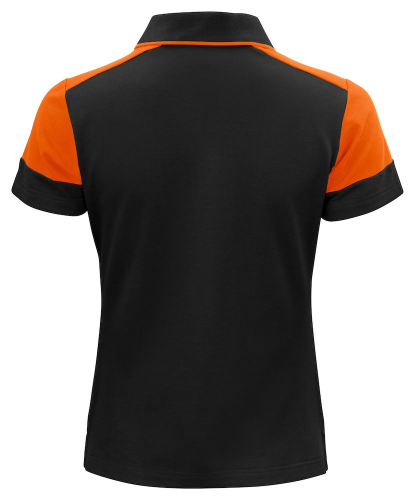 Polo bicolore femme manches courtes Prime Printer orange noir cotepro.fr