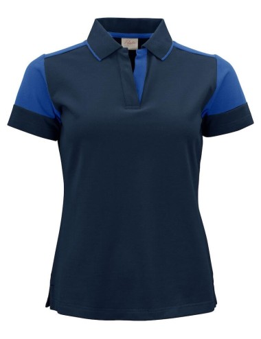 Polo bicolore femme manches courtes Prime Printer bleu marine cotepro.fr