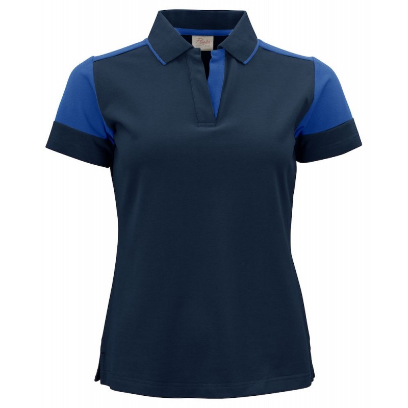 Polo bicolore femme manches courtes Prime Printer bleu marine cotepro.fr