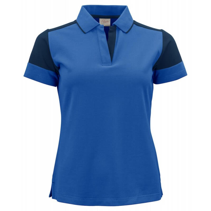 Polo bicolore femme manches courtes Prime Printer marine bleu cotepro.fr