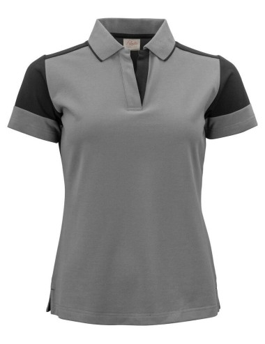 Polo bicolore femme manches courtes Prime Printer noir gris cotepro.fr