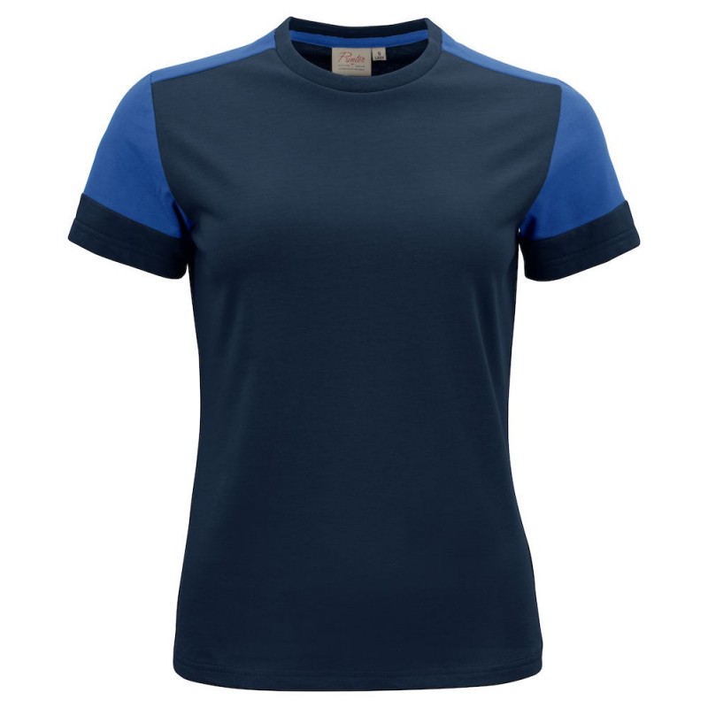 Tee shirt femme manches courtes bicolore Prime Printer marine vue 1 cotepro.fr