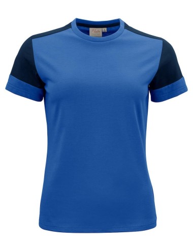 Tee shirt femme manches courtes bicolore Prime Printer bleu vue 1 cotepro.fr