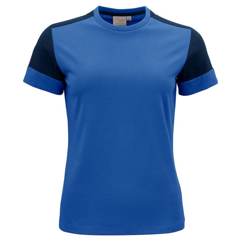 Tee shirt femme manches courtes bicolore Prime Printer bleu vue 1 cotepro.fr