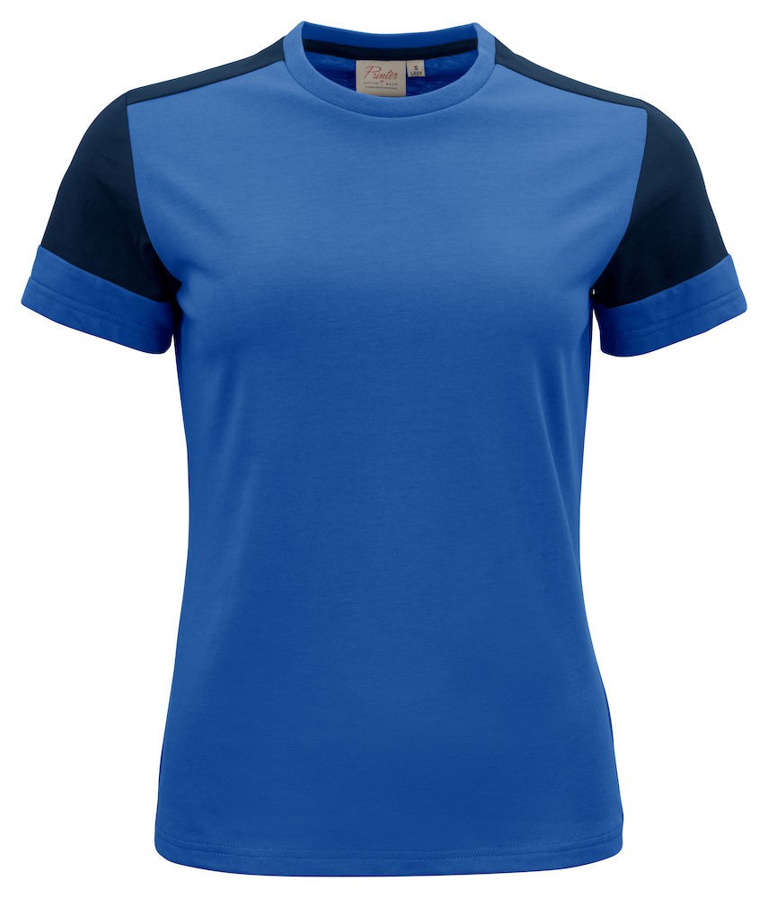 Tee shirt femme manches courtes bicolore Prime Printer bleu vue 1 cotepro.fr