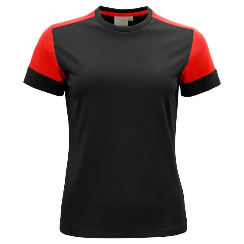 Tee shirt femme manches courtes bicolore Prime Printer rouge vue 1 cotepro.fr