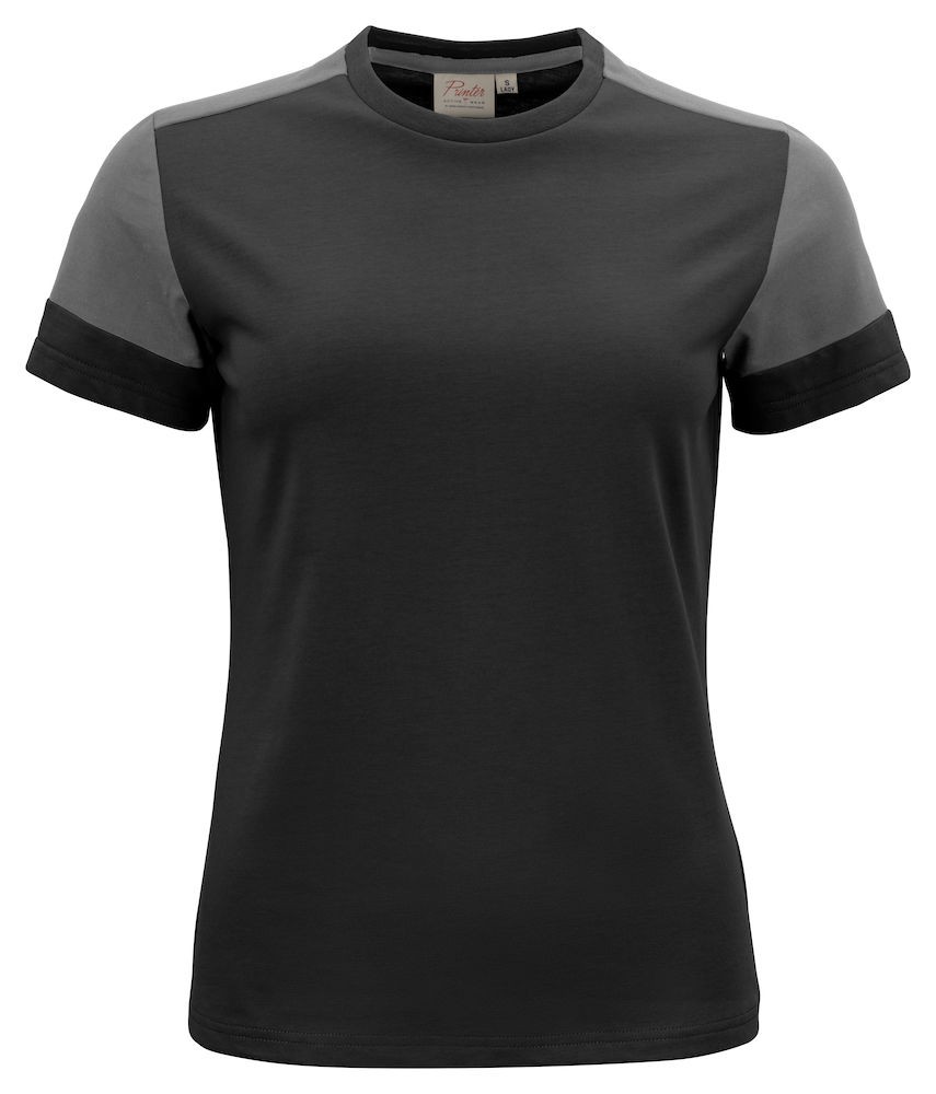 Tee shirt femme manches courtes bicolore Prime Printer gris vue 1 cotepro.fr