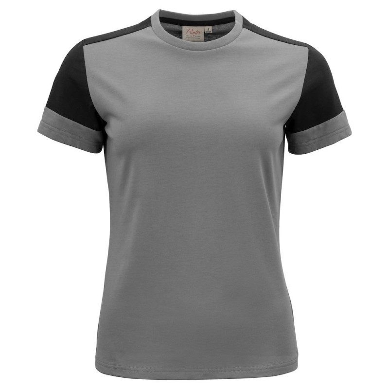 Tee shirt femme manches courtes bicolore Prime Printer noir vue 1 cotepro.fr