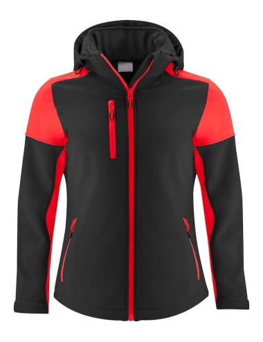 Veste softshell impermeable femme bicolore prime Printer noir rouge vue 1 cotepro.fr