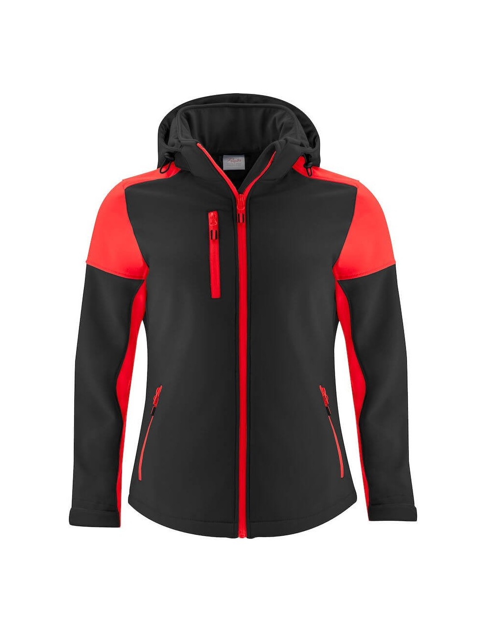 Veste softshell impermeable femme bicolore prime Printer noir rouge vue 1 cotepro.fr