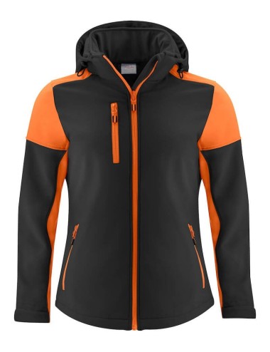 Veste softshell impermeable femme bicolore prime Printer noir orange vue 1 cotepro.fr