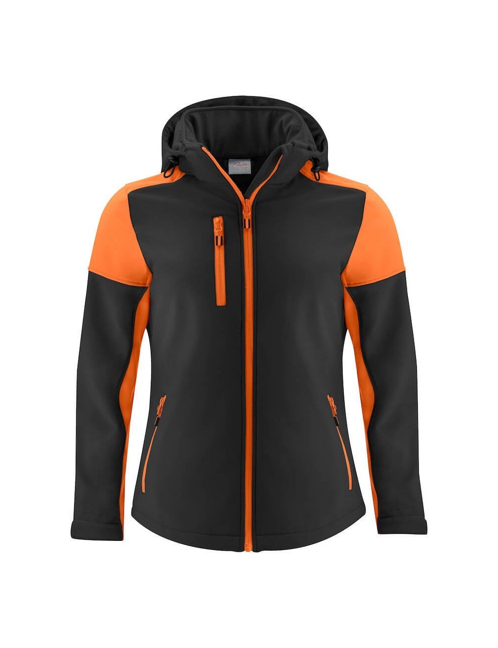 Veste softshell impermeable femme bicolore prime Printer noir orange vue 1 cotepro.fr