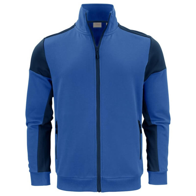 Gilet sweat bicolore zippe homme col polo Prime Printer bleu vue 1 cotepro.fr