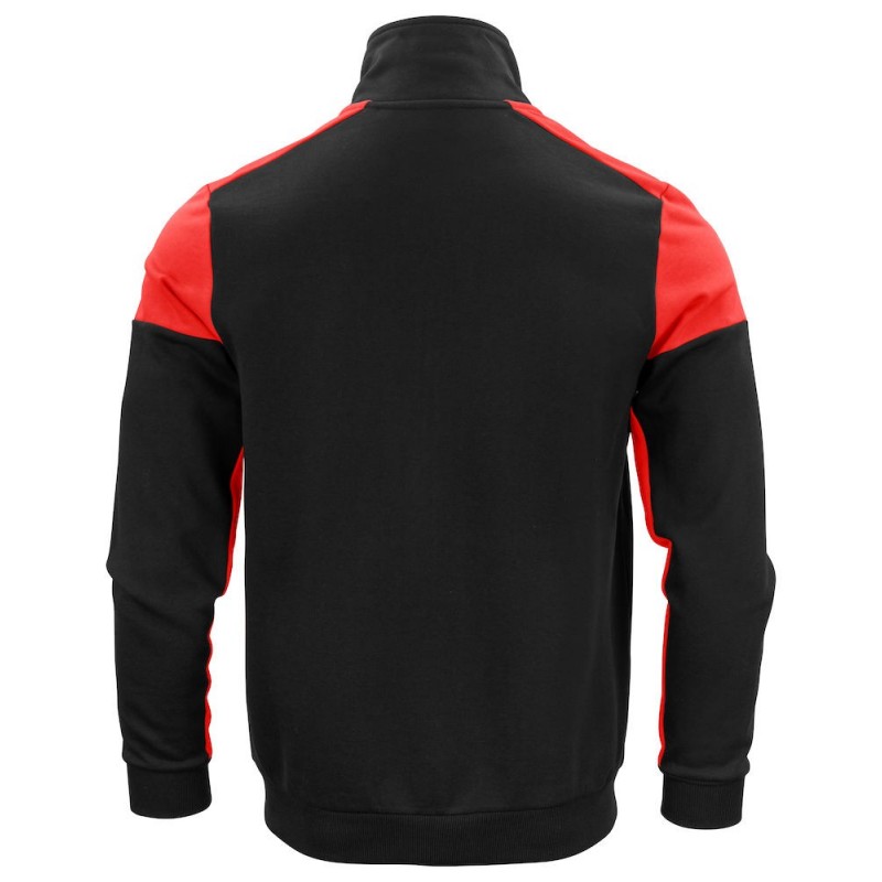 Gilet sweat bicolore zippe homme col polo Prime Printer noir rouge vue 1 cotepro.fr