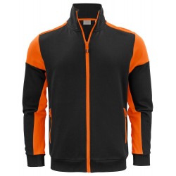 Gilet sweat bicolore zippe homme col polo Prime Printer noir orange vue 1 cotepro.fr