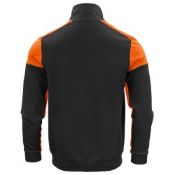 Gilet sweat bicolore zippe homme col polo Prime Printer noir orange vue 2 cotepro.fr