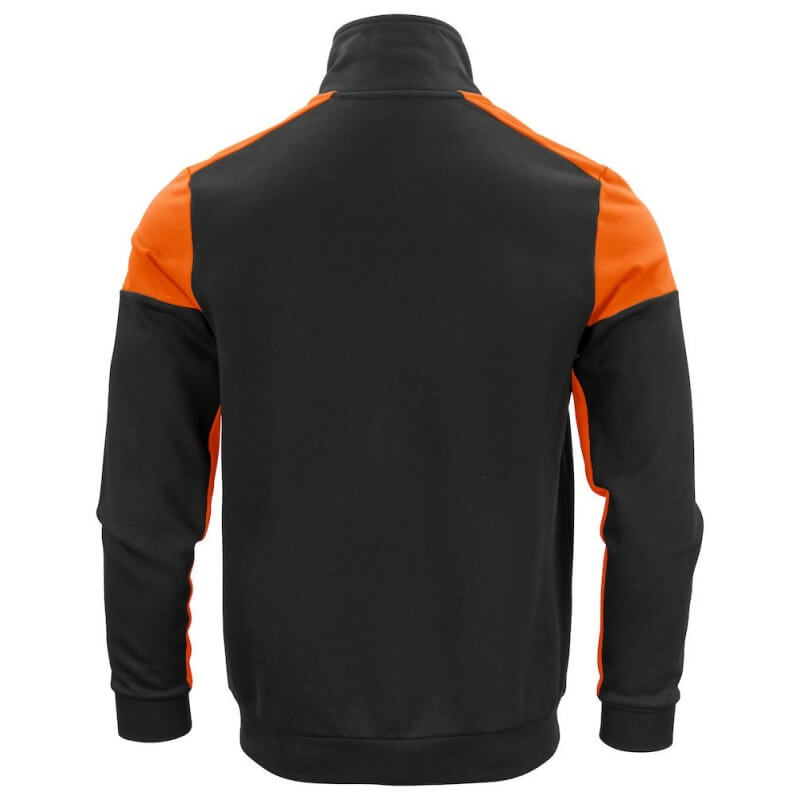 Gilet sweat bicolore zippe homme col polo Prime Printer noir orange vue 1 cotepro.fr