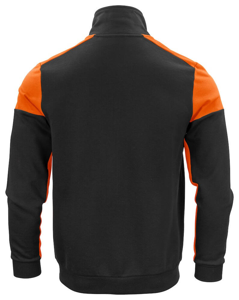 Gilet sweat bicolore zippe homme col polo Prime Printer noir orange vue 1 cotepro.fr