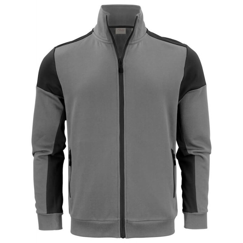 Gilet sweat bicolore zippe homme col polo Prime Printer gris vue 1 cotepro.fr