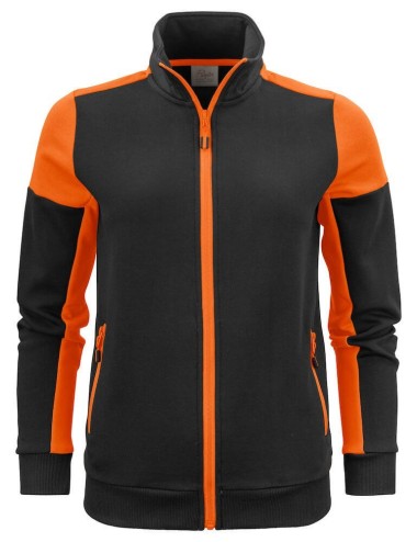Gilet sweat bicolore zippe femme col polo Prime Printer vue 1 orange cotepro.fr