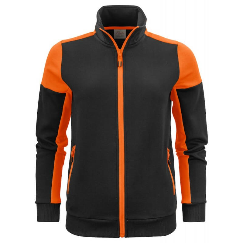 Gilet sweat bicolore zippe femme col polo Prime Printer vue 1 orange cotepro.fr