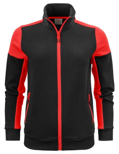 Gilet sweat bicolore zippe femme col polo Prime Printer vue 1 rouge cotepro.fr