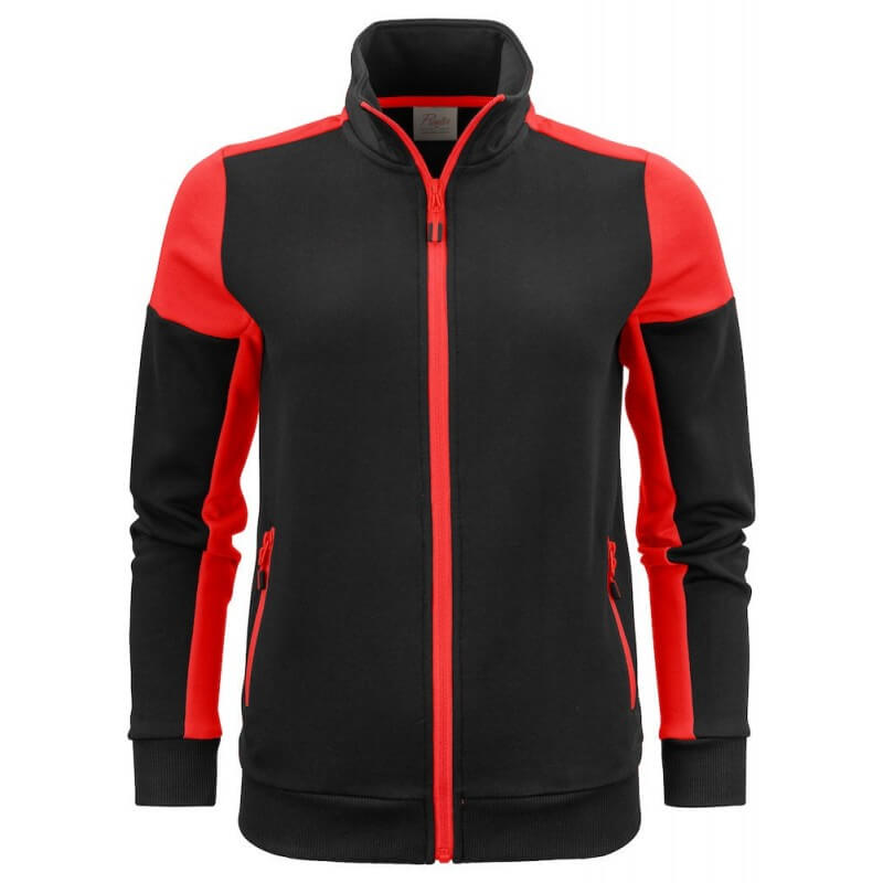 Gilet sweat bicolore zippe femme col polo Prime Printer vue 1 rouge cotepro.fr