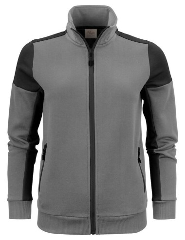 Gilet sweat bicolore zippe femme col polo Prime Printer vue 1 gris noir cotepro.fr