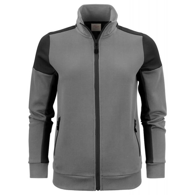 Gilet sweat bicolore zippe femme col polo Prime Printer vue 1 gris noir cotepro.fr