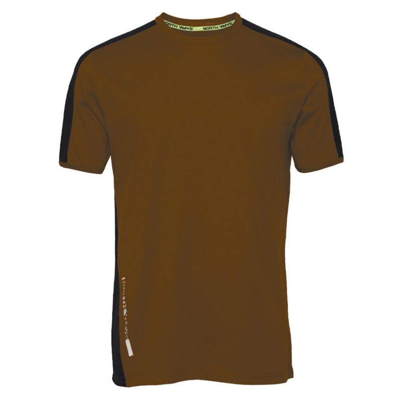 Tee shirt manches courtes contraste Andy North Ways marron vue 1 cotepro.fr