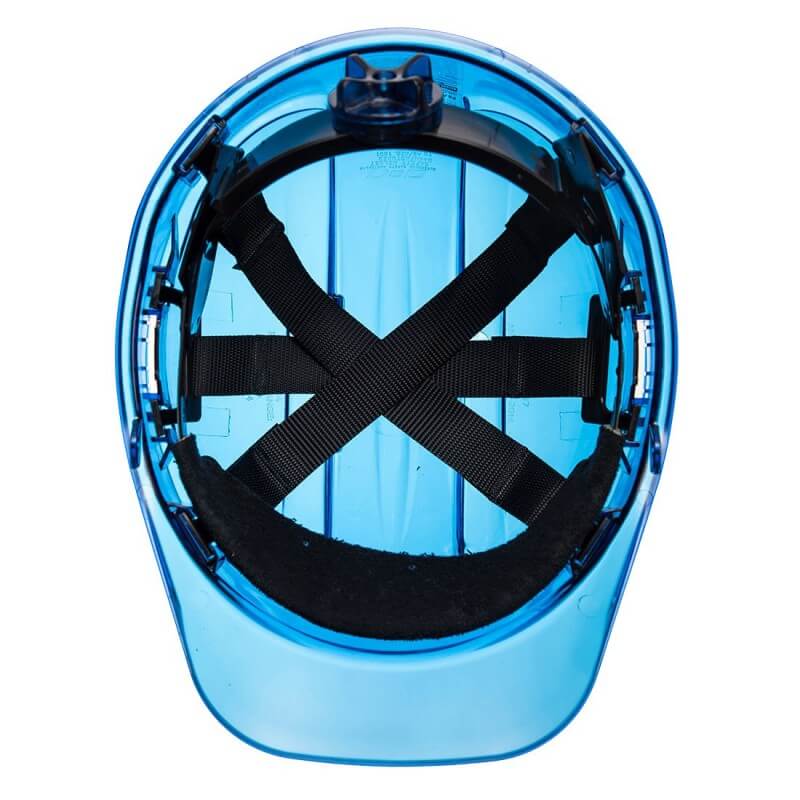 Casque chantier transparent peak view cremaillere Portwest bleu vue 1 cotepro.fr