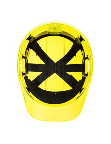 Casque chantier transparent peak view cremaillere Portwest jaune vue 2 cotepro.fr