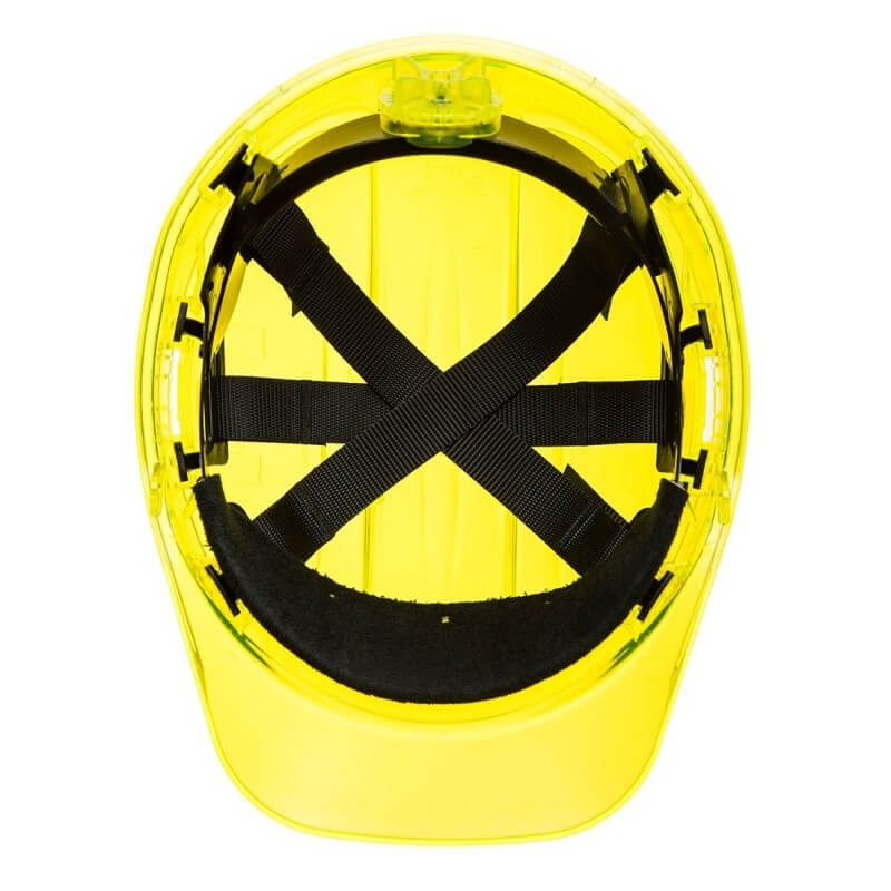 Casque chantier transparent peak view cremaillere Portwest jaune vue 1 cotepro.fr