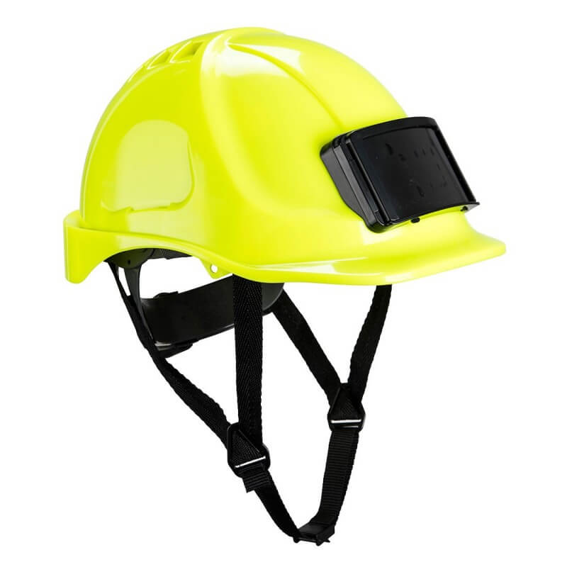 Casque chantier ventile porte badge endurance Portwest jaune vue 1 cotepro.fr