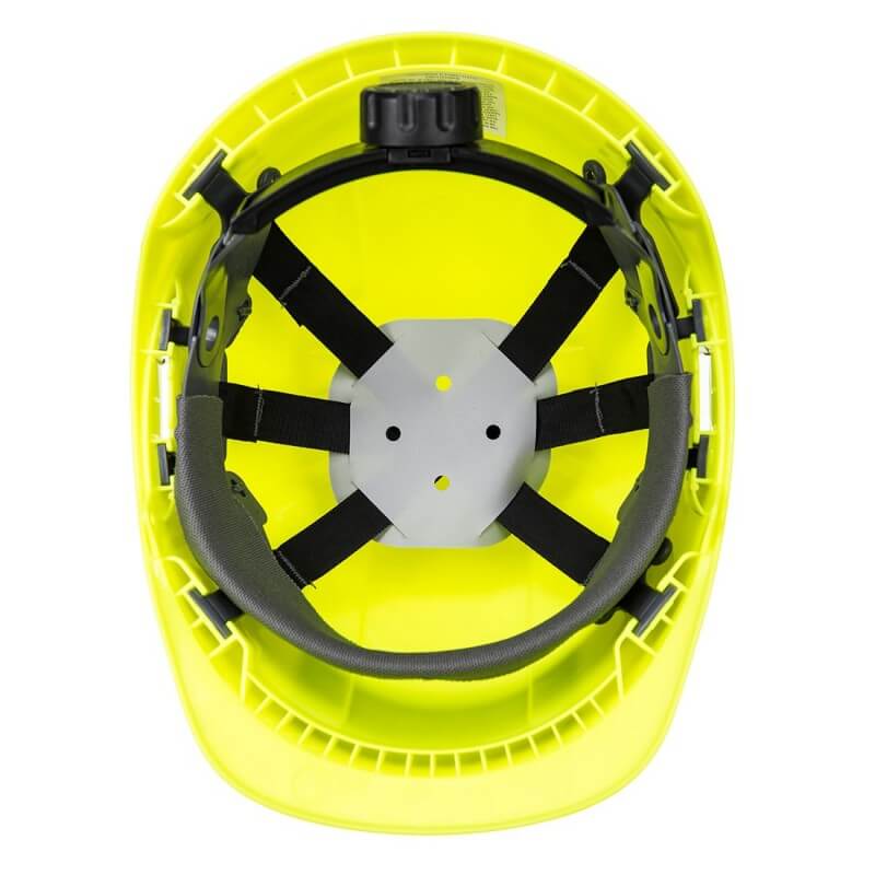 Casque chantier ventile porte badge endurance Portwest jaune vue 1 cotepro.fr