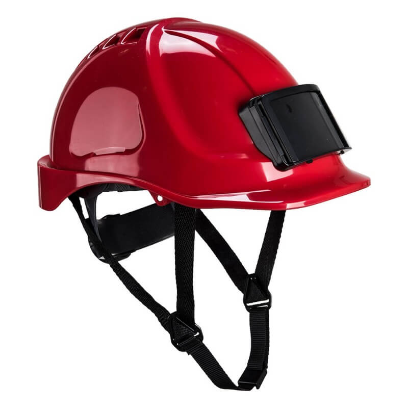 Casque chantier ventile porte badge endurance Portwest rouge vue 1 cotepro.fr