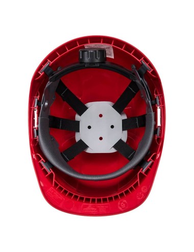 Casque chantier ventile porte badge endurance Portwest rouge vue 2 cotepro.fr