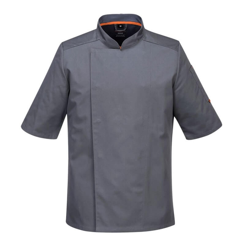 Veste de cuisinier manches courtes Meshair Portwest gris cotepro.fr