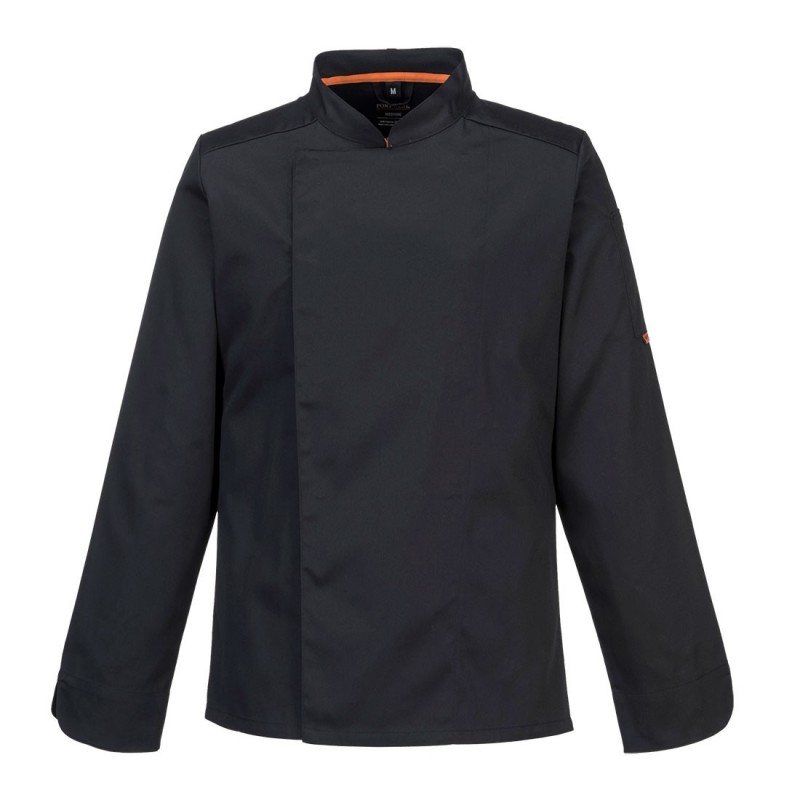 Veste de cuisinier manches longues Meshair Portwest noir cotepro.fr